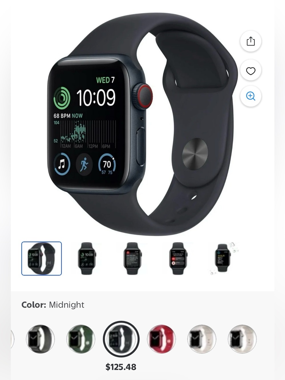 Apple Watch SE 2nd generation w/ cellular Black Silicone Band + waterproof case
